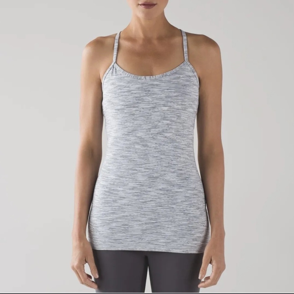 Lululemon Athletica | Power Y Tank Gray & White Stripe Tank Top